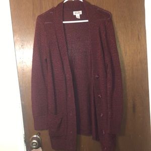 Red cardigan